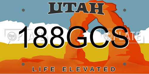 188GCS Utah License Plate