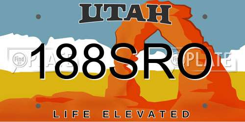 188SRO Utah License Plate