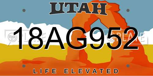 18AG952 Utah License Plate
