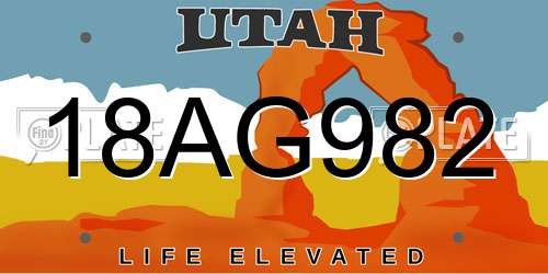 18AG982 Utah License Plate