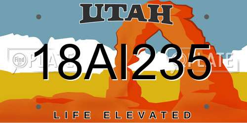 18AI235 Utah License Plate