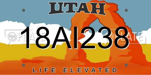 18AI238 Utah License Plate