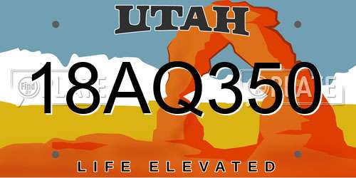18AQ350 Utah License Plate