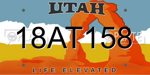 18AT158 Utah License Plate