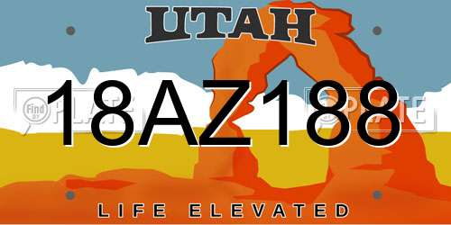 18AZ188 Utah License Plate