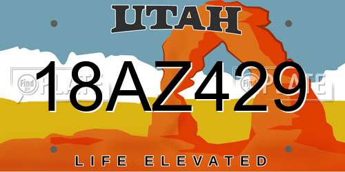 18AZ429 Utah License Plate
