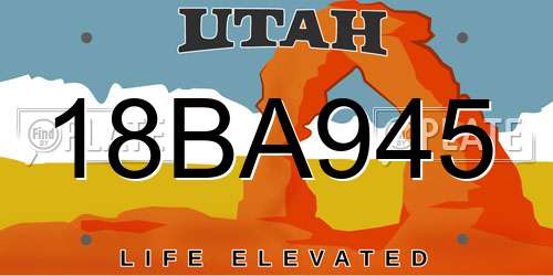 18BA945 Utah License Plate