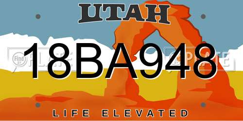 18BA948 Utah License Plate