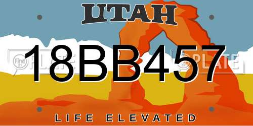 18BB457 Utah License Plate