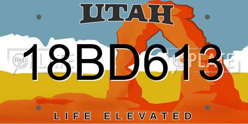 18BD613 Utah License Plate