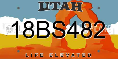 18BS482 Utah License Plate