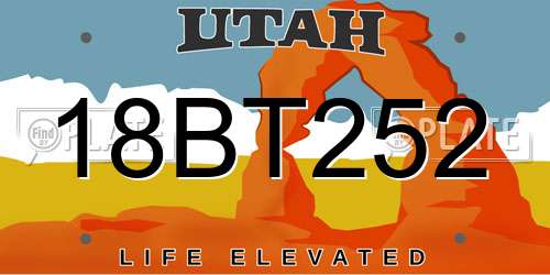 18BT252 Utah License Plate