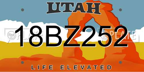 18BZ252 Utah License Plate