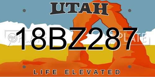 18BZ287 Utah License Plate