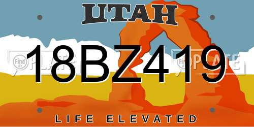 18BZ419 Utah License Plate
