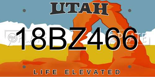 18BZ466 Utah License Plate