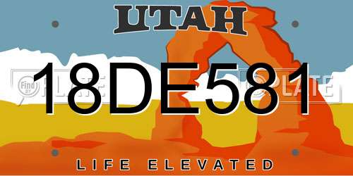 18DE581 Utah License Plate