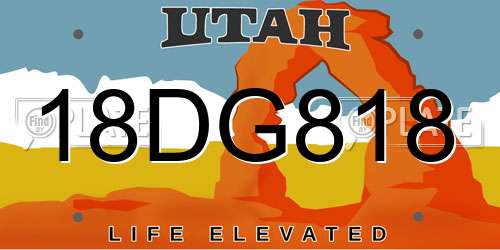 18DG818 Utah License Plate