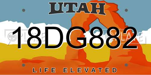 18DG882 Utah License Plate
