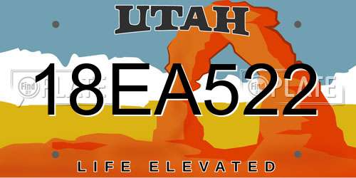 18EA522 Utah License Plate