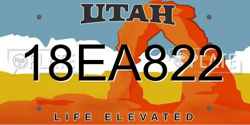 18EA822 Utah License Plate