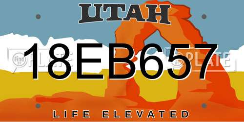 18EB657 Utah License Plate