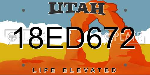 18ED672 Utah License Plate