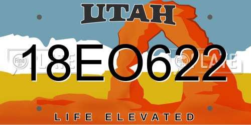 18EO622 Utah License Plate