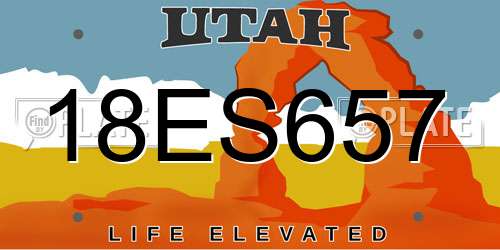 18ES657 Utah License Plate