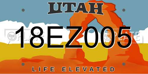 18EZ005 Utah License Plate
