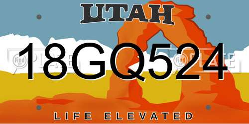 18GQ524 Utah License Plate