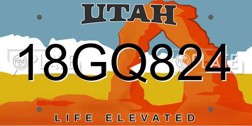 18GQ824 Utah License Plate