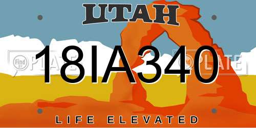 18IA340 Utah License Plate