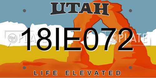 18IE072 Utah License Plate