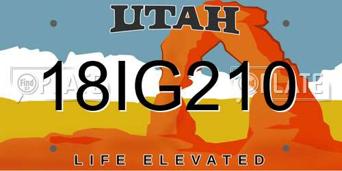 18IG210 Utah License Plate
