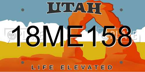 18ME158 Utah License Plate