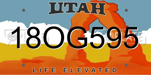 18OG595 Utah License Plate