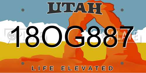 18OG887 Utah License Plate