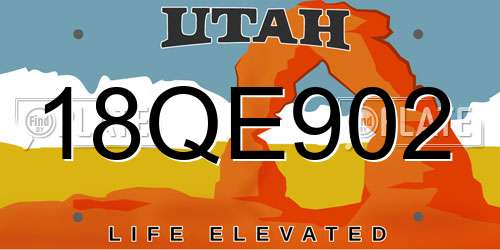 18QE902 Utah License Plate