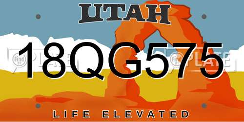 18QG575 Utah License Plate