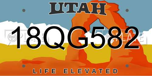 18QG582 Utah License Plate