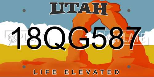 18QG587 Utah License Plate