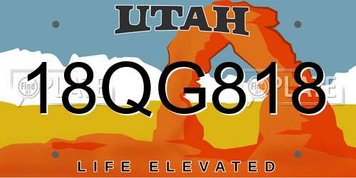 18QG818 Utah License Plate