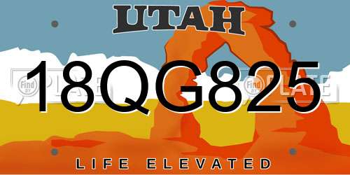 18QG825 Utah License Plate