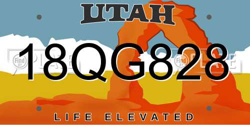 18QG828 Utah License Plate
