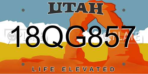 18QG857 Utah License Plate