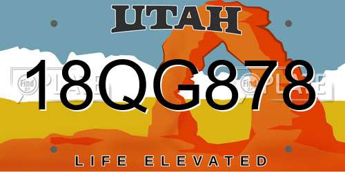 18QG878 Utah License Plate