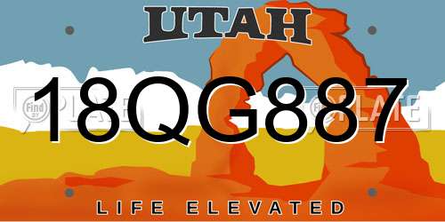 18QG887 Utah License Plate