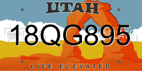 18QG895 Utah License Plate