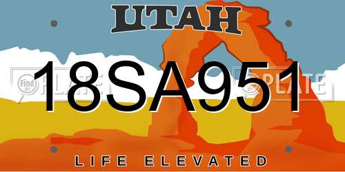 18SA951 Utah License Plate
